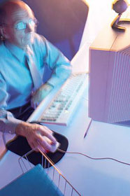Man in front of computer